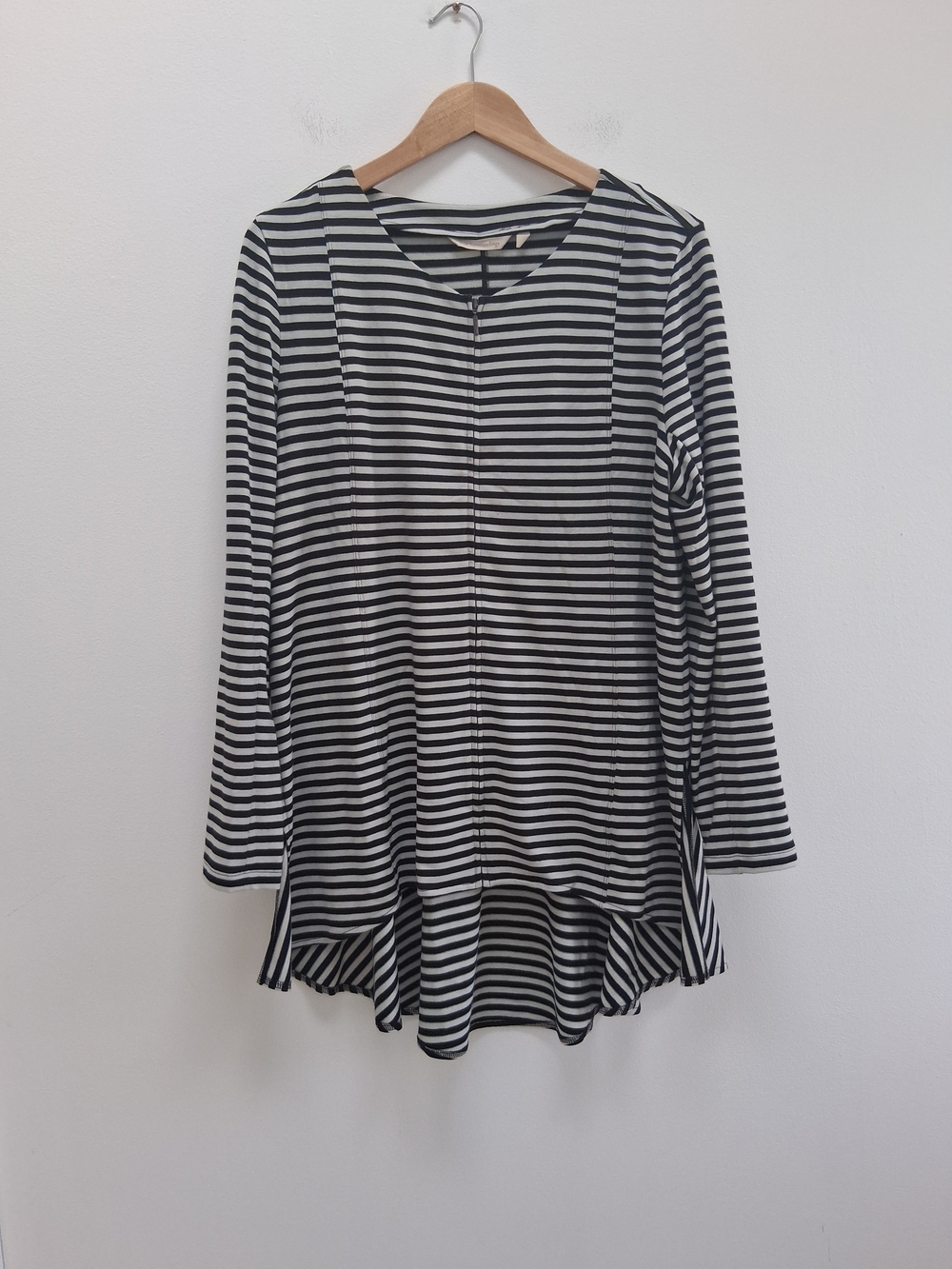 Soft Surroundings Black & White Striped Long Sleeve Tunic Top L